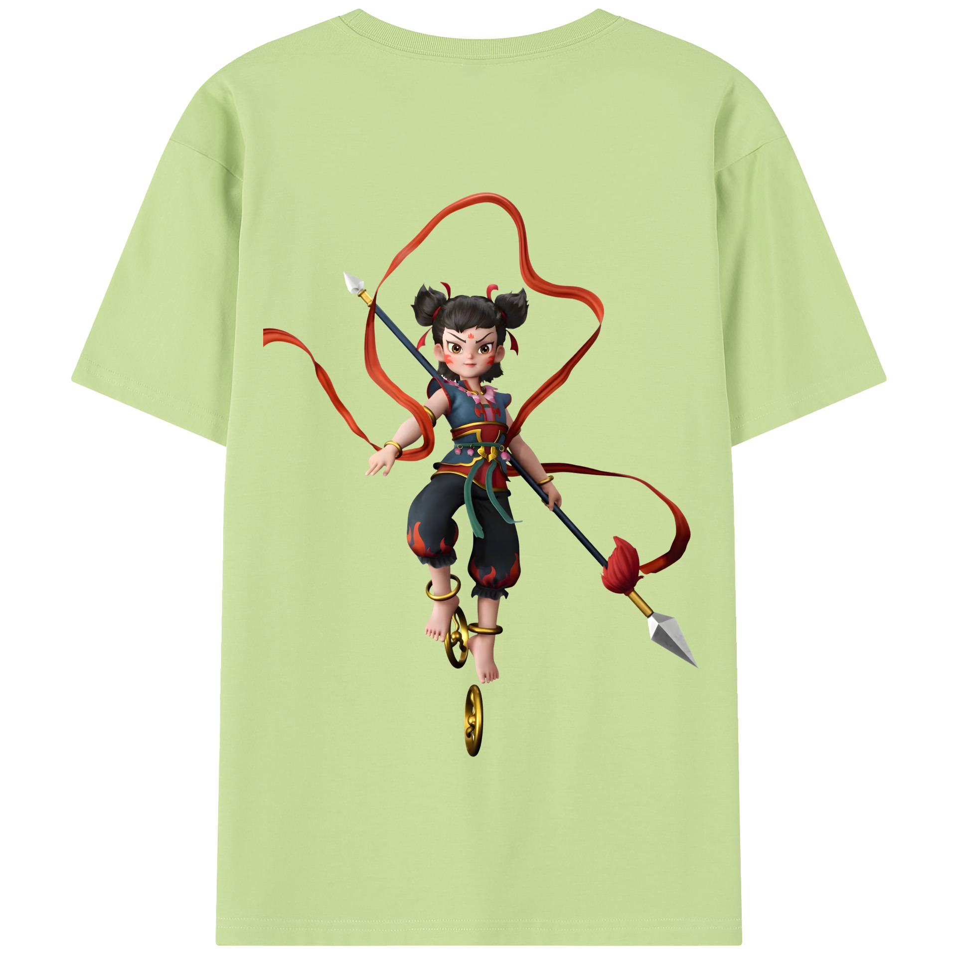 （画像用） Ne Zha 2 ナタ 魔童の大暴れ 綿100％半袖Tシャツ（背面プリント）